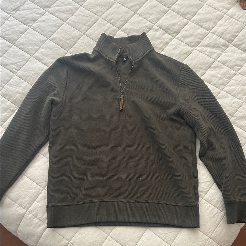 Banana Republic Men's Dark Green Zip-Up Sweater